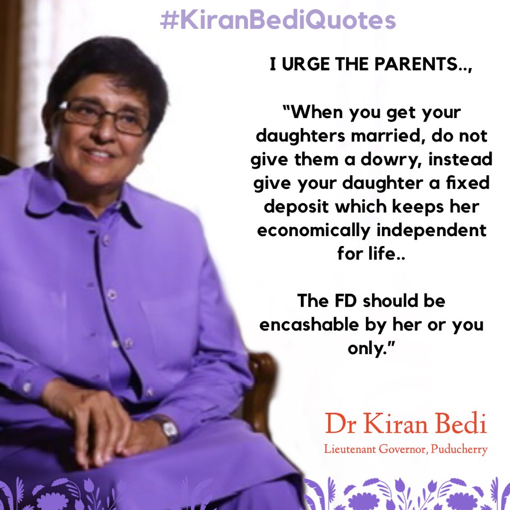 Best advice to the parents & society... #DaughterofIndia #KiranBedi @kiranbediquotes @thekiranbedi @LGov_Puducherry