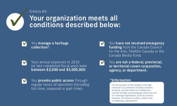 cahpacecp's tweet photo. Apply by Sept. 1! COVID-19 Emergency Support Fund for
Heritage Organizations. Available to all heritage organizations with an annual operating budget between $2K to $3M. Details:   https://t.co/ZVAg2cK6bm https://t.co/GOjnduoowb