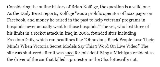 A lot of problems are cleared up if people just research the person they are about to give their money to. Kolfage had a spotted past. He ran several sites promising to raise $$$ for veterans programs where the $ somehow never made to the hospitals.