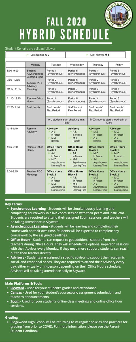 RHSRebelPride's tweet photo. Have you taken the chance to look at our Fall 2020 - Hybrid Schedule. Take a glimpse at it today. See our whole Back-to-School plan here: https://t.co/nO6muuQixf
#RHSRebelPride https://t.co/oaE1RFHcII