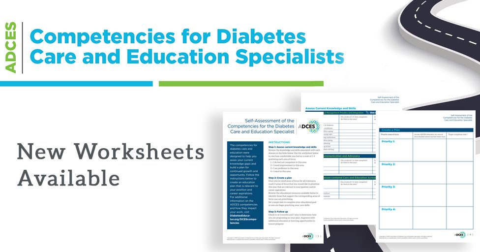 ADCESdiabetes's tweet photo. Target key areas for growth and development in a new worksheet based on the ADCES competencies for diabetes care and education specialists. This printable guide will help you asses knowledge gaps and build an education plan for growth over the next year. https://t.co/YfLRq8DZU6. https://t.co/ekFNMwONof