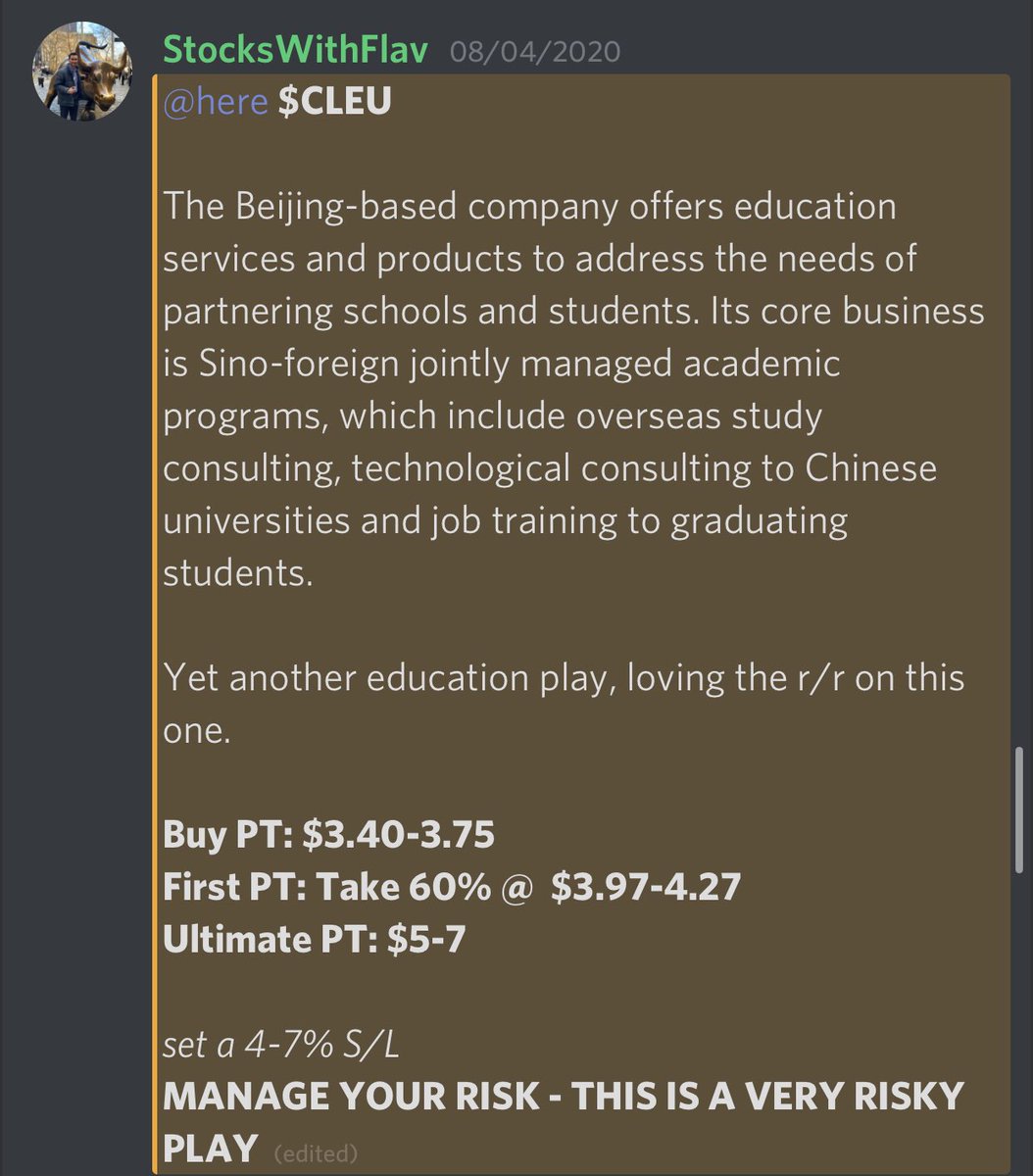 thevtgroup's tweet photo. On 08/04 our team issued a BUY on $CLEU

Now up and over 20%+ since our intial entry.

#vtgroup https://t.co/XVZtMO4Wdc