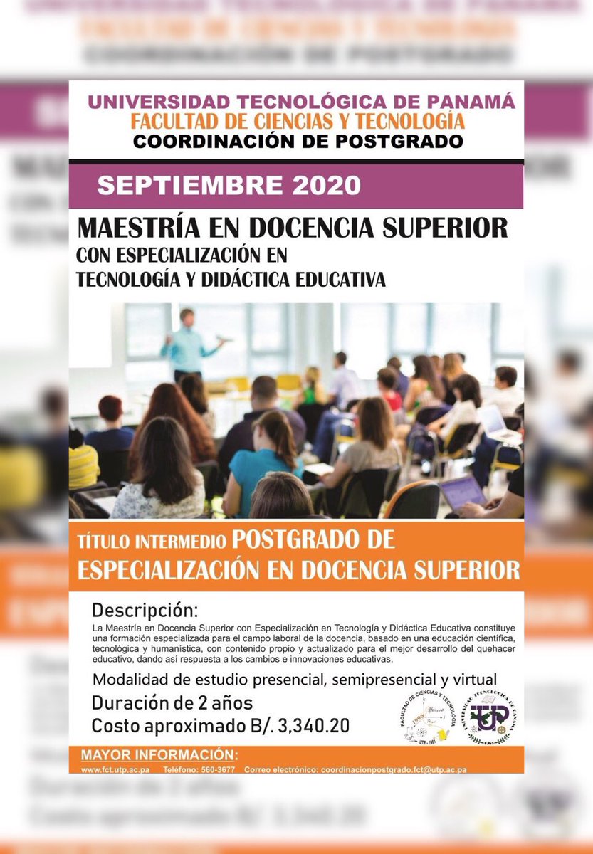 utppanama's tweet photo. Maestría en Docencia Superior https://t.co/AJDtfmvirn