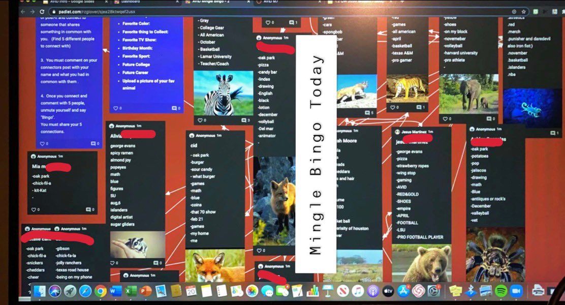 Mingle Bingo on Padlet today was a success! <a href="/AVID4College/">AVID</a>