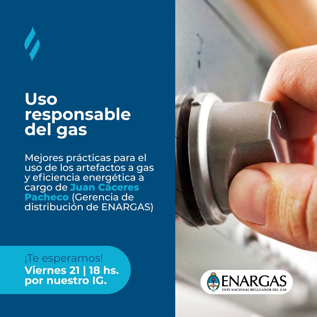 Mañana viernes a las 18 hs llevaremos a cabo una charla junto a @InfoEnargas desde nuestras cuentas de Instagram. Los invitamos a acompañarnos en esta transmisión en vivo.