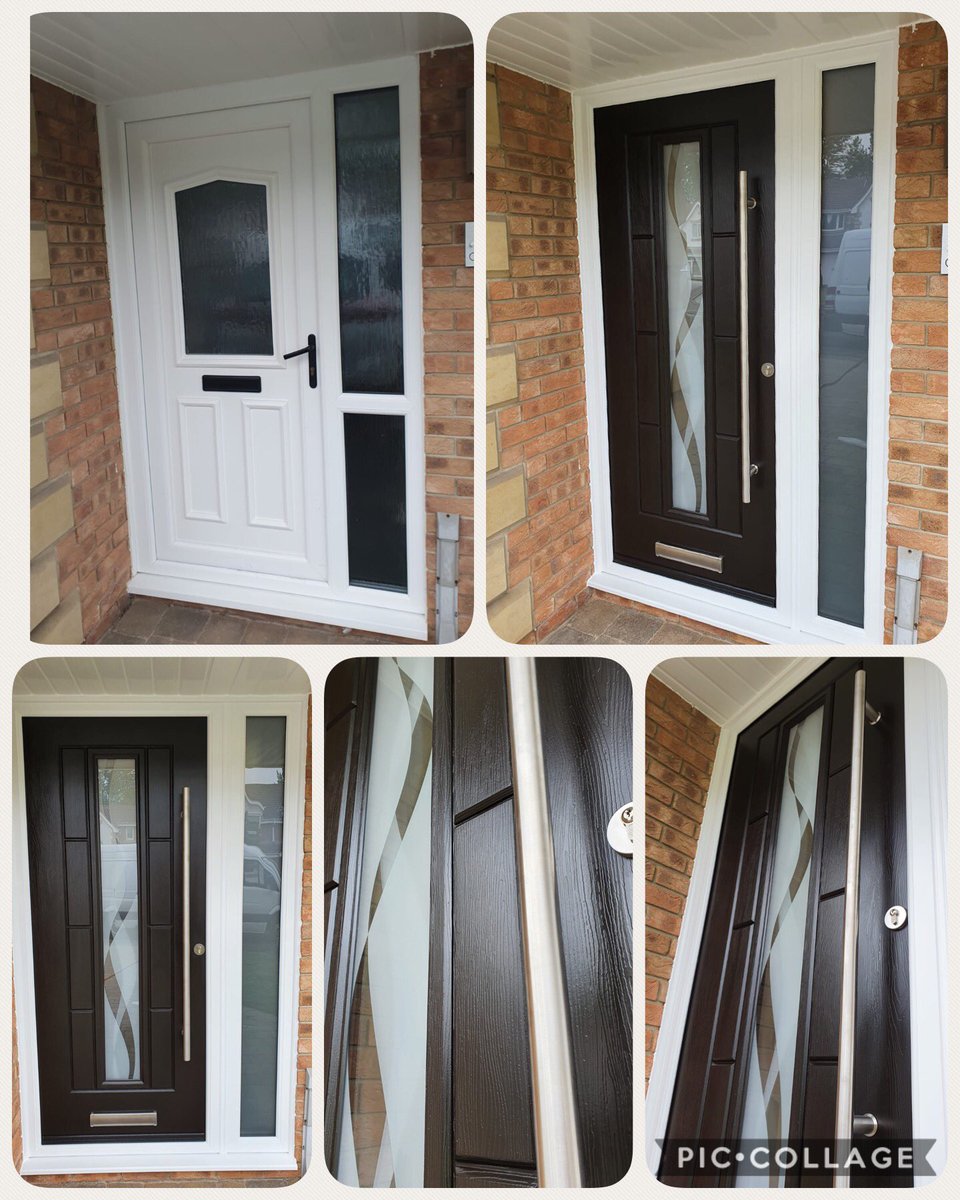 Monarchhomeimp's tweet photo. Wow - transformation at its best. Dated pvc door and side panel out and replaced with a modern Rockdoor ultimate Vermont door with stainless steel long-bar handle. Absolutely stunning and transforms the front of the property. #transformation #stunning #previouscustomer #rockdoor https://t.co/gEZuxBp39c