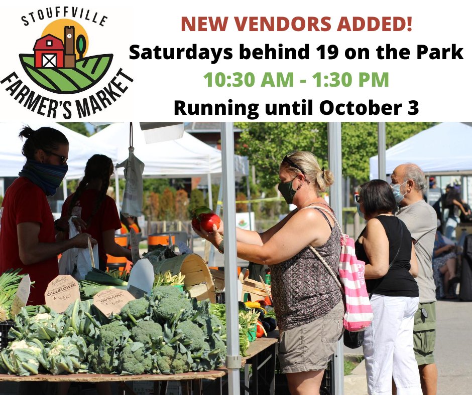 New vendors have just been added to our Stouffville Farmers Market! Check it out this Saturday and every Saturday all the way until October 3rd. 
#SupportLocal #SupportStouffville