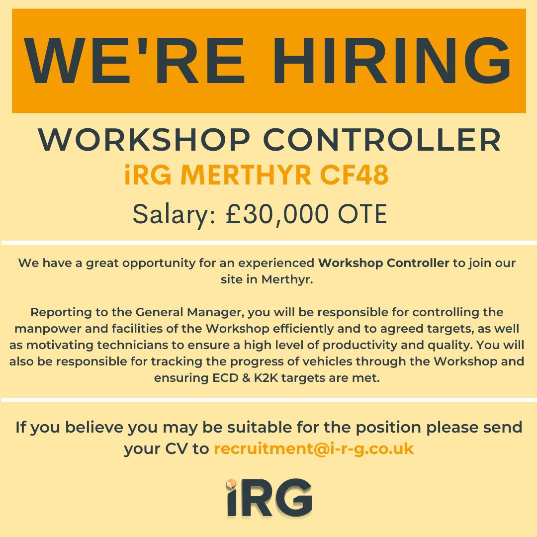 iRG_RepairGroup's tweet photo. β£
πͺπ πππ ππππππ:β£
WORKSHOP CONTROLLER - MERTHYR β£
πππ¦π’π΄π¦ π΄π©π’π³π¦. β£
#merthyr #workshopcontroller #jobad https://t.co/NFpXiAWjOR