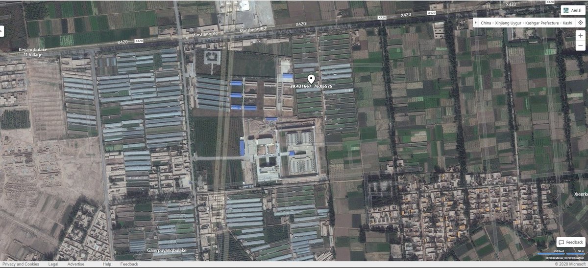 A "re-education" camp in Kashgar, Xinjiang (#2 on this list  https://docs.google.com/spreadsheets/d/e/2PACX-1vR48u6lKYD21gv6mqM-2dV2lL8axuJ3yG5QJr2KNfG6bZNhy2dXDib_ZyFl9QKwvTRP0EBKZPYczwp9/pubhtml)