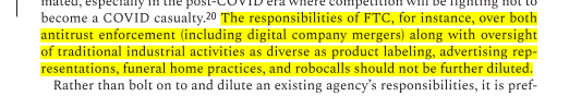And when the report lists out all the very important things the FTC already does, they somehow leave out privacy and data security enforcement:
