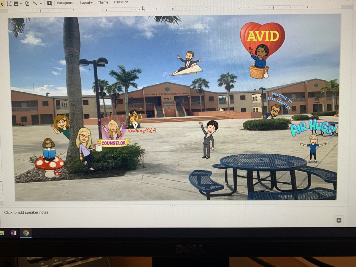 C_Forte4's tweet photo. Can’t wait to see our school staff in the courtyard to great our students!! 10 min in and 10 added already! @ocmsbears @GoogleForEdu @gegsofla @pbcsd #virtualhello #bitmoji https://t.co/g0rIpM27t7