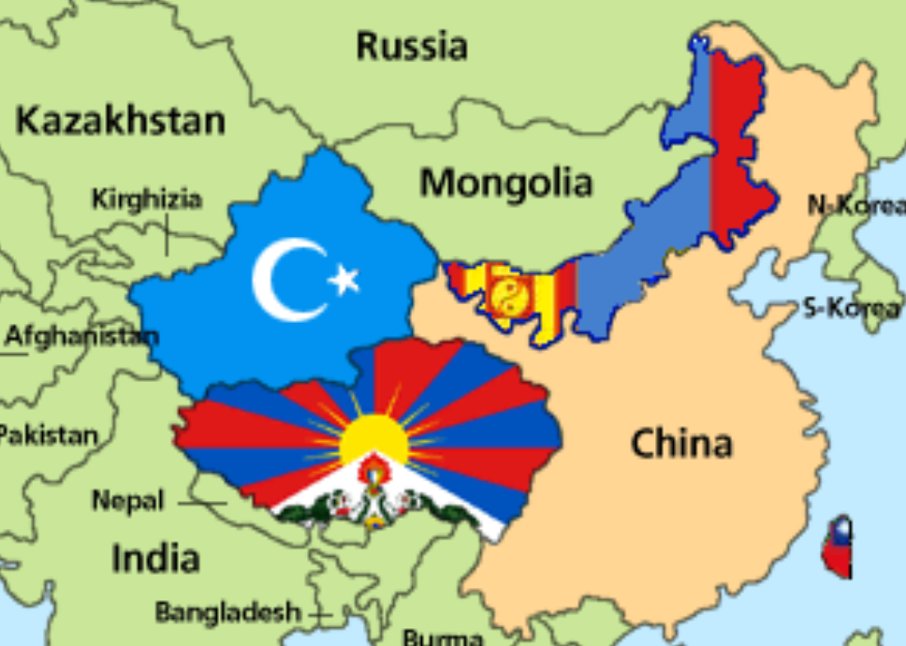 This should be the real map of China. East Turkistan was occupied by communist China in 1949. "Xinjiang" means "New Territory", a name given by Manchu Empire. Basically, it is a COLONY of China, like  #Tibet. 2/23