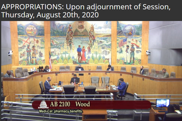 CAPharm's tweet photo. CPhA-sponsored legislation, AB 2100 (Wood) just passed out of the Senate Appropriations Committee! This bill is intended to address the Medi-Cal pharmacy below acquisition cost reimbursement issue. Thank you @JimWoodAD2 @Portantino @SenatorPatBates @SteveBradford @SenBrianJones https://t.co/Sa9m4rvmm1