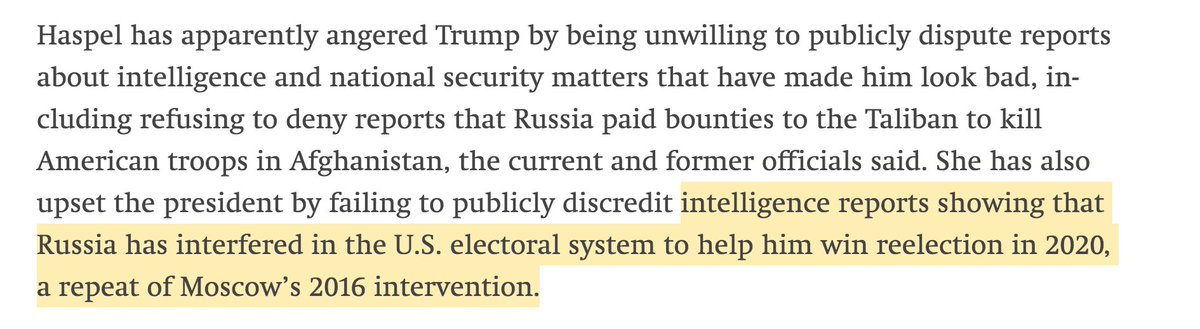 . @matthewacole & Risen repeat the error. They write of US "intelligence reports showing that Russia has interfered in the U.S. electoral system... in 2020, a repeat of Moscow’s 2016 intervention." No, US intel reports have *alleged* -- they haven't "shown" a thing.