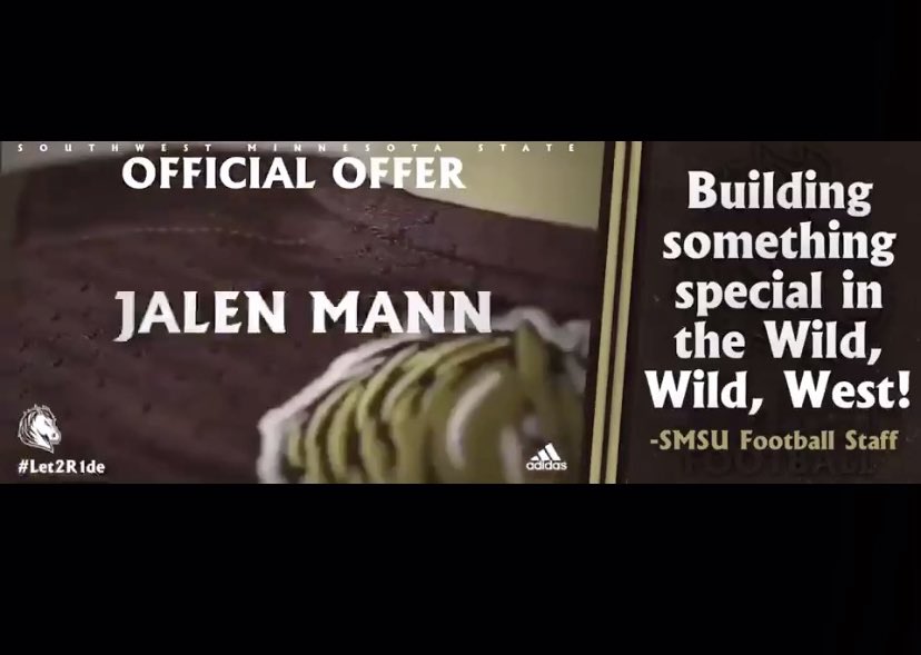 JalenMann7's tweet photo. #AGTG After a great conversation with @CoachHillerSMSU I’m blessed to receive an offer from Southwest Minnesota State University!!🙏🏾 @LHSWMustangsFB @coach_mstanley @simplyCoachO @FlightSkillz @CoachCurtisMann https://t.co/aF67l0I6Kf