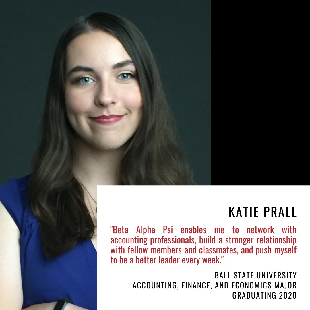 _BetaAlphaPsi's tweet photo. Throughout the year we will be spotlighting some of our Beta Alpha Psi student members! Today we are spotlighting Katie Prall. Be sure to follow along with #BAPStudentSpotlight https://t.co/XTQMtD6nfV