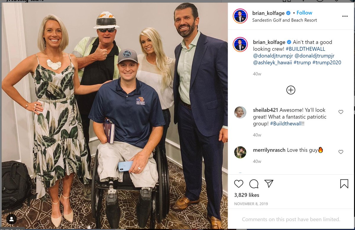 And with Don Jr.I know the Trumps can say they take a lot of photos with people and can't remember them all. But how do does Don Jr explain the private plane pic with Kolfage? I don't imaging there was a line on the tarmac for this pic.