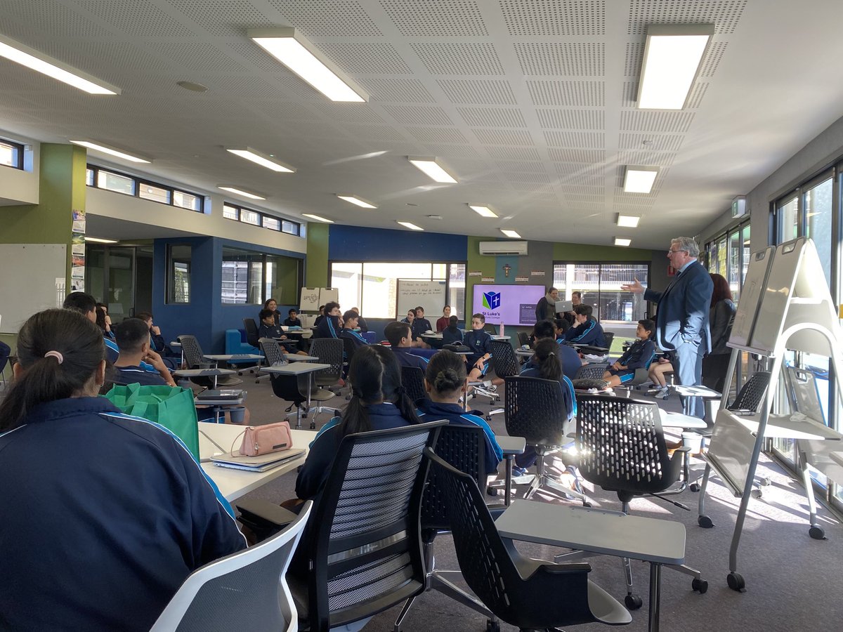 Mr Miller addresses Year 9 and paints a picture of their future beyond school- “we are preparing you for what is yet to come in the world, not what has been!” #stlukesnextgen