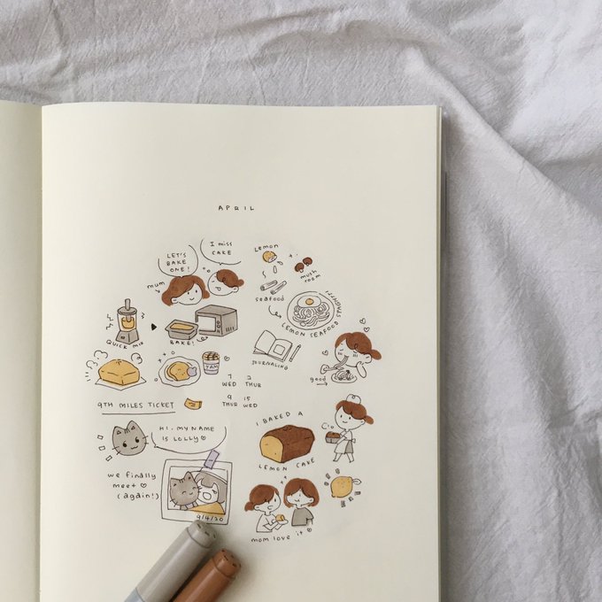 Another journal spread, it's all about cakessss???✨I barely have time to inks directly after I draft my diary, even now there's still a lot pages are incomplete? I take it as my little hobby that still art but slow and relaxing? 