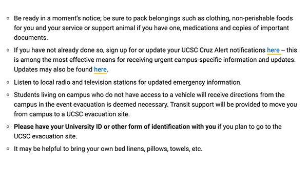 Evacuation preparation guidance: