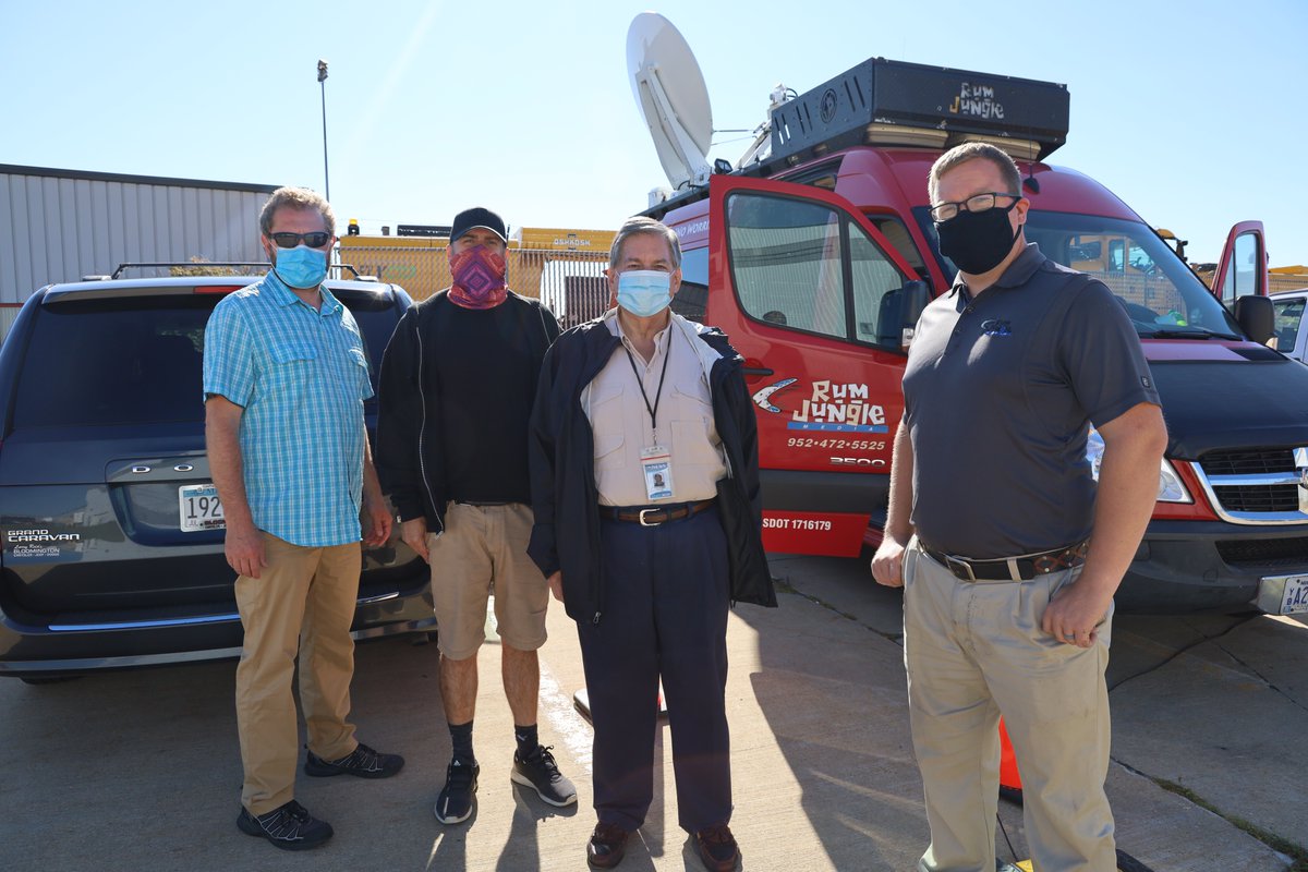 RumJungleMedia's tweet photo. RumJungle covered #POTUS in 4 cities this week. 

Our setup w/ @rachelvscott in Oshkosh and the Cedar Rapids crew. https://t.co/cCCeNw3OEw
