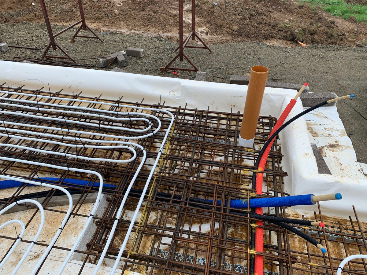 koresystem's tweet photo. #StormEllen didn't dampen spirits on site in Cork site today.  Underfloor heating installed before the concrete pour tomorrow. 

KORE's Insulated Foundation System can be installed in any condition, rain or sun. Just one of the benefits

More benefits here-https://t.co/YxqnSVSfTr https://t.co/dtImyNzVMQ