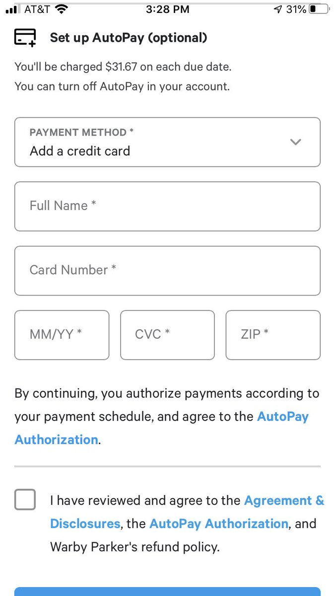 Which makes it curious that one of the three auto pay options for Affirm is pay with a credit card.