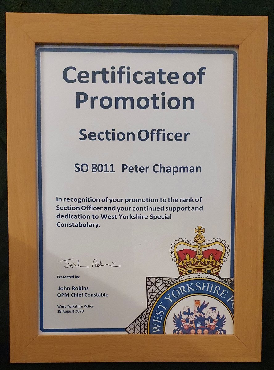 Calderdale Special Constabulary (@wyp_cdspecials) on Twitter photo Congratulations to our newly appointed Section Officer Pete Chapman. Pete is pictured with Chief Constable Robins receiving his certificate. Pete has been an acting Section Officer for several months and it's great to see him now in the role as a substantive SO. <a href="/WYP_Specials/">WY Police Specials</a> Congratulations to our newly appointed Section Officer Pete Chapman. Pete is pictured with Chief Constable Robins receiving his certificate. Pete has been an acting Section Officer for several months and it's great to see him now in the role as a substantive SO. <a href="/WYP_Specials/">WY Police Specials</a>