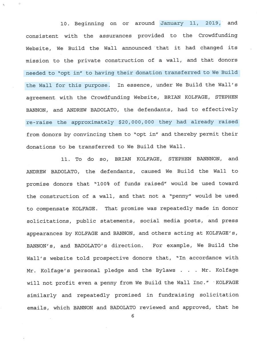 A serious indictment,$1M designation for Bannon -force multiplier “BANNON, through a non-profit organization under his control received over $1M from We Build the Wall, at least some of which BANNON used to cover hundreds of thousands of dollars in BANNON’s personal expenses”