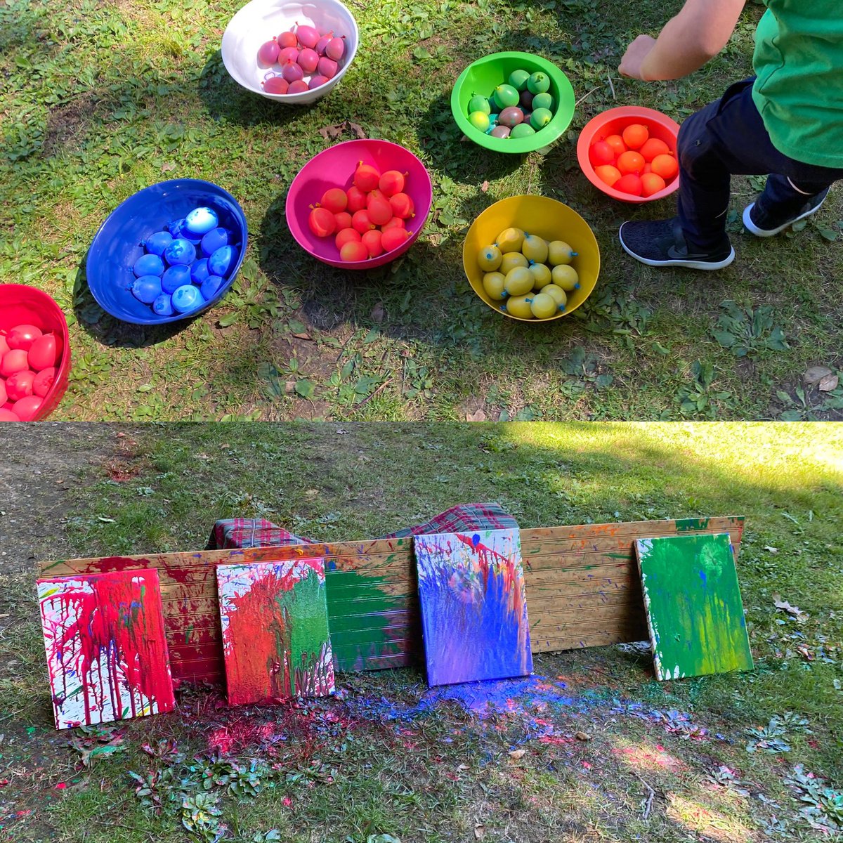 Hands on art today! 🎨 👩🏼‍🎨 🎈 #paintballoon #canvaspainting #cousinfun thanks <a href="/airnank/">김희재</a> for the tips! #100balloons #getmessy @emily_v_cole @ian_parker132 @_kmp14_ @jeffcole_rtr @marchandbeyer