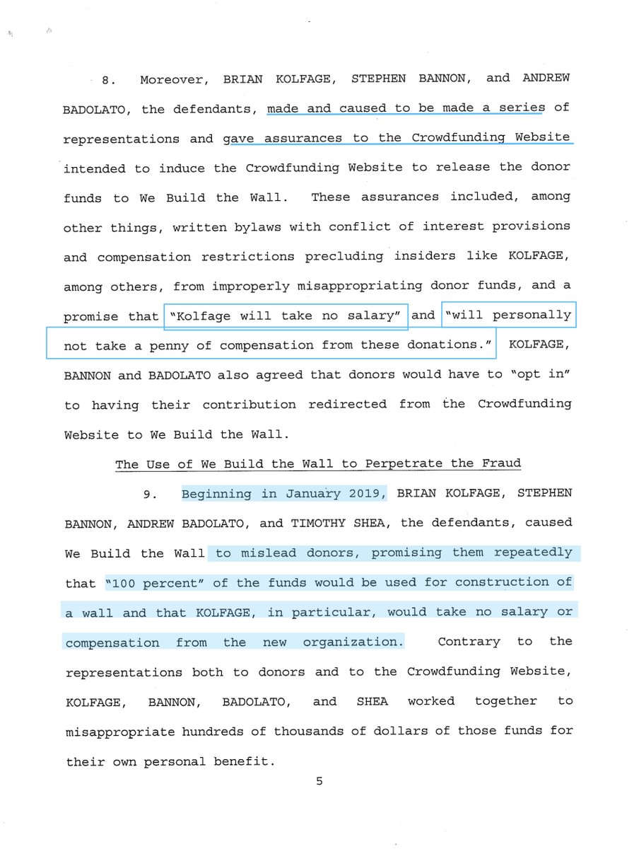 A serious indictment,$1M designation for Bannon -force multiplier “BANNON, through a non-profit organization under his control received over $1M from We Build the Wall, at least some of which BANNON used to cover hundreds of thousands of dollars in BANNON’s personal expenses”
