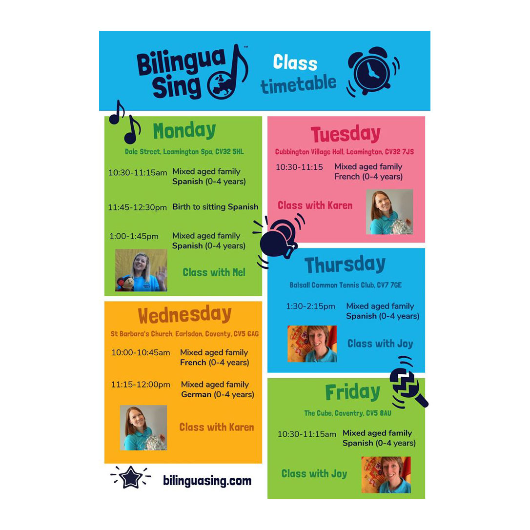 Waiting lists have just opened for BilinguaSing Coventry &amp; Kenilworth, Spanish &amp; Italian and BilinguaSing Coventry &amp; Kenilworth, French &amp; German! I love languages and always try to get my kids to learn more - I wish these classes had been around when mine were younger 😍