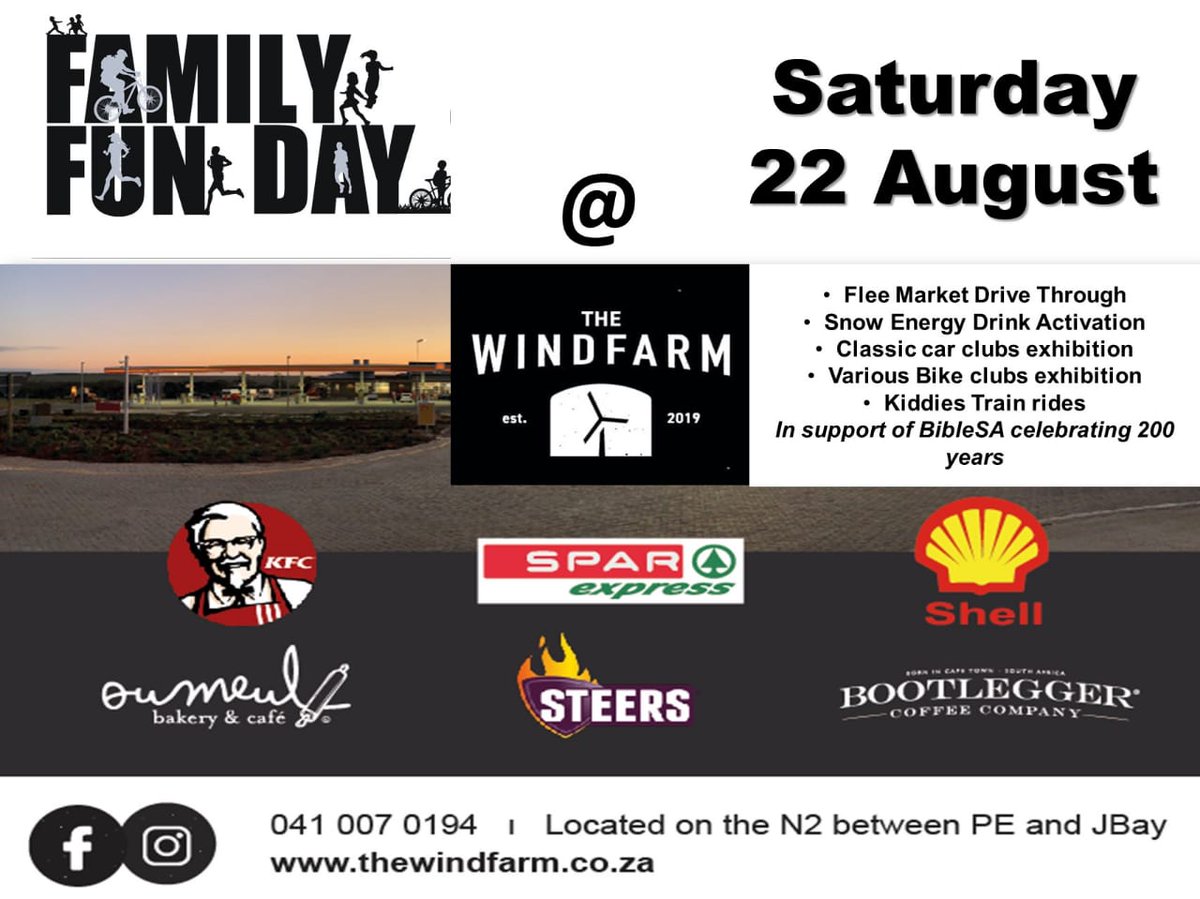 Yes folks, it's all hip and happening at the The Wind Farm Fun Day this Saturday! Market stalls, motorcycle and car clubs; live music, kids & adult MTB pump track; kiddies train rides, good food & a Silver Snow Energy activation! #SILVERSNOWENERGY #SaturdayMotivation