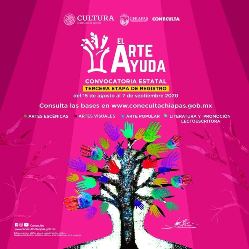 Ya puedes inscribirte y participar en la tercera etapa de la convocatoria estatal El Arte Ayuda.
Las fechas de inscripción y recepción de proyectos será del 15 de agosto al 7 de septiembre del 2020.
Conoce la convocatoria y participa aquí 👉 bit.ly/32sFBf3
#Coneculta
