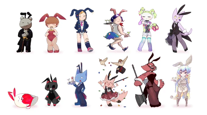 おひねり歓迎!おさわりNG!『バニーAAをみんなで描こう企画』7/12～8/20の期間中、実に52体ものバニーガール&amp;バニーボーイが集まりましたとくとご覧あれ#AAバニー合作 #バニーの日 