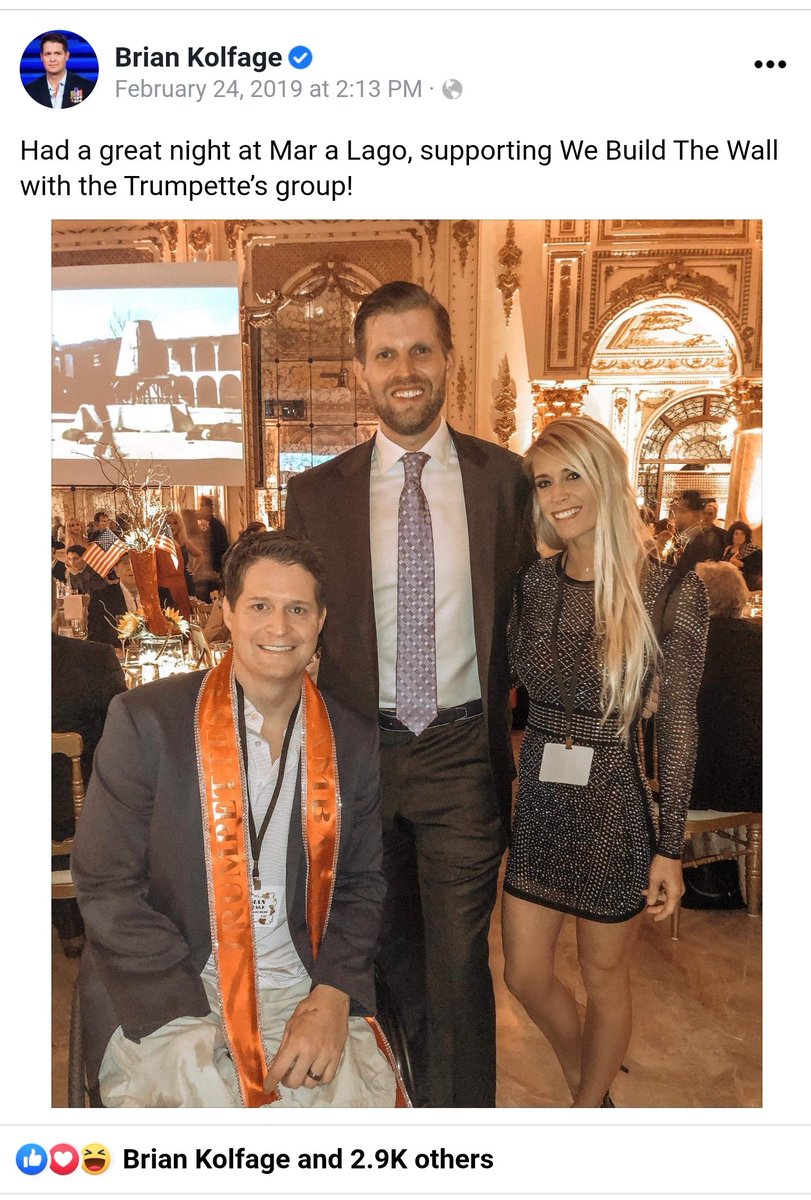 Brian Kolfage at Mar-A-Lago with  @EricTrump for a Build the Wall event with the Trumpettes Feb of 2019