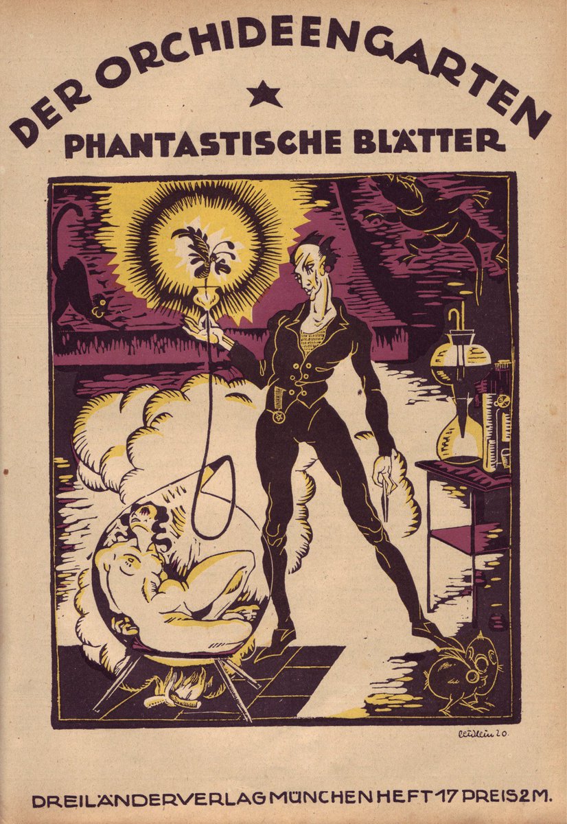 By 1920 the range of styles used by Der Orchideengarten had broadened. A sly humour had begun to creep in to the magazine along with a wider range of topics. Themed issues, such as "fantastic love stories" or "electric demons" were also published.