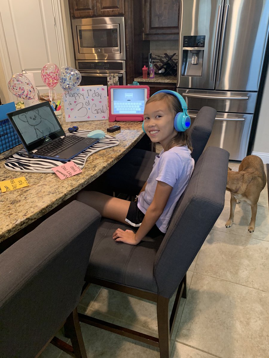 jbowknows's tweet photo. Our 3rd grader’s first day.  Wish us luck and patience. 🥰😃🙂🙃😕😐🥴 so many emotions and it is only day one. @MrsDixon3rd @BeckElem https://t.co/y2rRA3KjWl