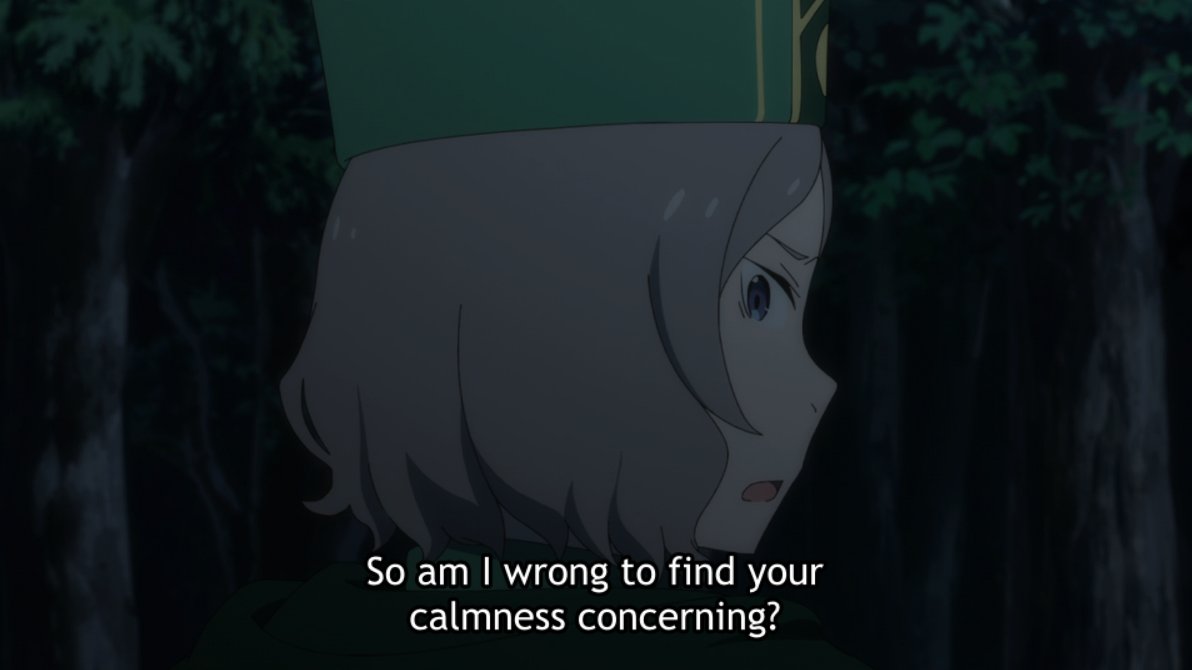 Subaru looks like he finally has a clear grip on things, thinking rationally and putting together information he has. But this isn't depicted as necessarily a positive; it's unnatural, as we see through Otto's perspective. Subaru's state of mind almost doesn't seem human.