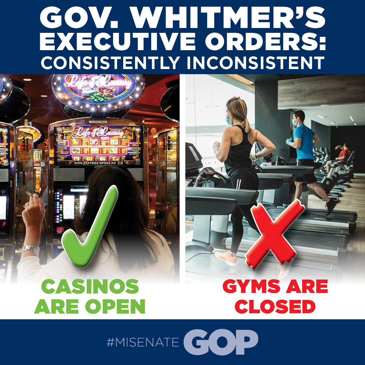 According to <a href="/GovWhitmer/">Governor Gretchen Whitmer</a>’s “data,” smoke-filled casinos are safe but gyms are dangerous. How does that make sense!?