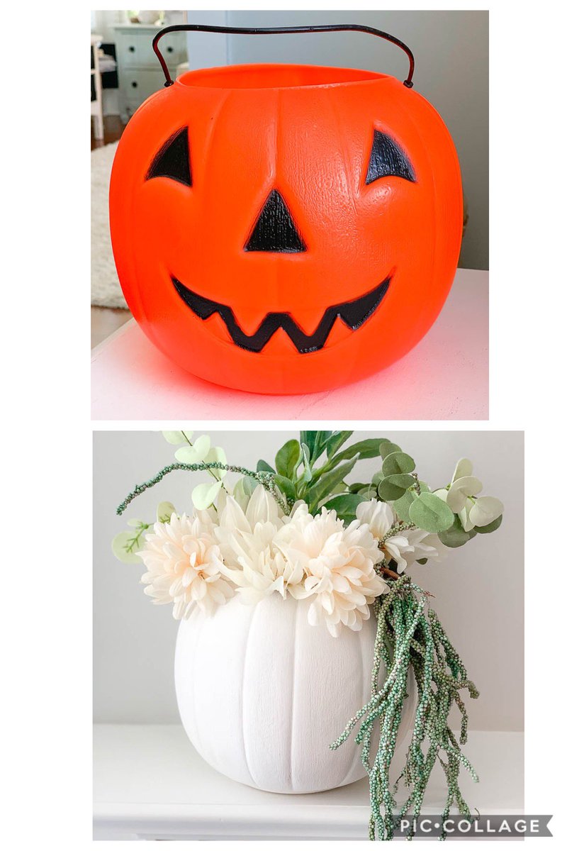 We are sharing 7 Easy Fall Pumpkin crafts! One idea - transform a Jack-o-Lantern into a gorgeous centerpiece! 2beesinapod.com/2019/09/13/pai….       #pumpkin #falldecor #beforeandafter #makeover #easycraft