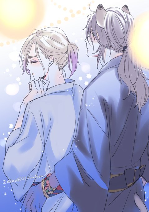 リクエストしていただいたtwst風夏まつりに浴衣っぽい格好で行くレオヴィルです～??構ってくれてありがとうございました! 