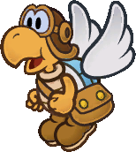 Parakarry allows Mario to use Air Lift. He grabs Paper Mario by the arms and carries him into the air, allowing him to freely fly around for four seconds (similar to Snake’s Cypher).