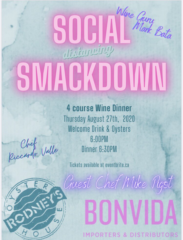 RodneysCalgary's tweet image. Join us on Thursday August 27th at 6 pm for an amazing collaboration wine dinner with @chefpigot and @batamark from @bonvidawines 

Tickets available on Eventbrite.ca