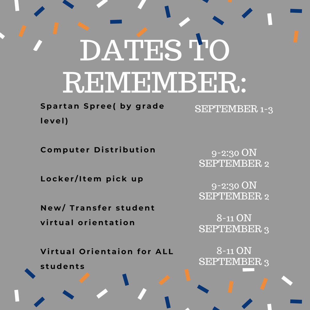 Here are some important days coming up: