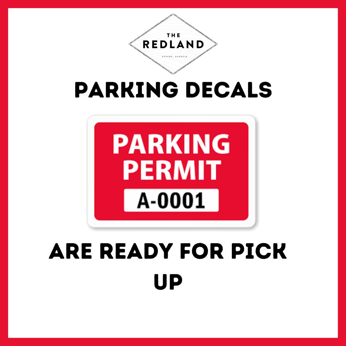 TheRedlandApts's tweet photo. Good morning Redland residents!
***********
Please come to the front office to pick up your parking decals. You will need to bring a valid photo ID, and vehicle registration.  Thank you!
😀 
#Theredland #Home #Apartments #Studentliving #Students #UGA #ATC #UNG #Decor #Athens https://t.co/xuYkcorXsf