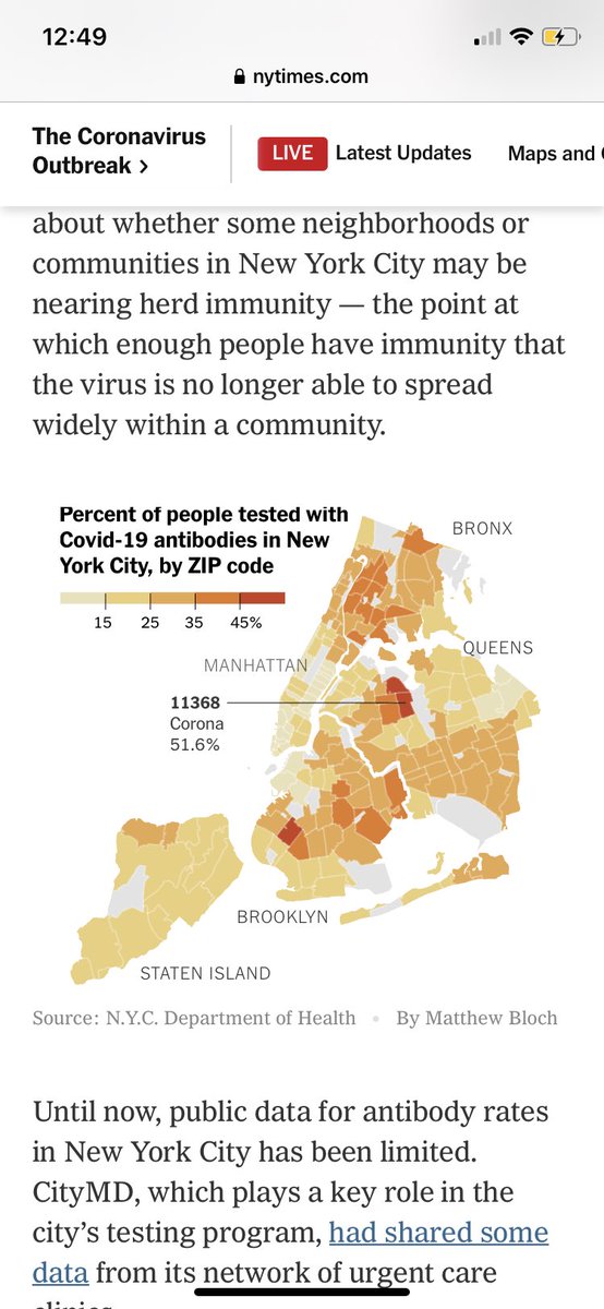Here’s a screenshot of the map in case article is paywalled. Data from NYC Dept of Health 10/