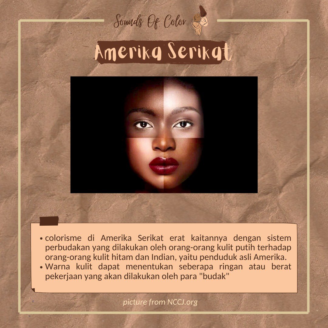soundsofcolorid's tweet photo. Hello Beauty peeps!
Apa kabarnya? Kali ini Minsoc lanjutin ya fakta fakta colorism di berbagai negara! Ada Amerika dan Indonesia nih, Kalau penasaran langsung cek slide diatas yuk!
#soundsofcolor #colorism #colourism #racism #rasisme #beautystandard #unfairbutstilllovely #beauty https://t.co/qfFAXvHfUk