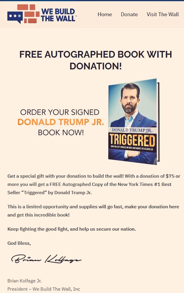 The Trumps are all over this fraud We Build the Wall the Steve Bannon scam has many Trump connections