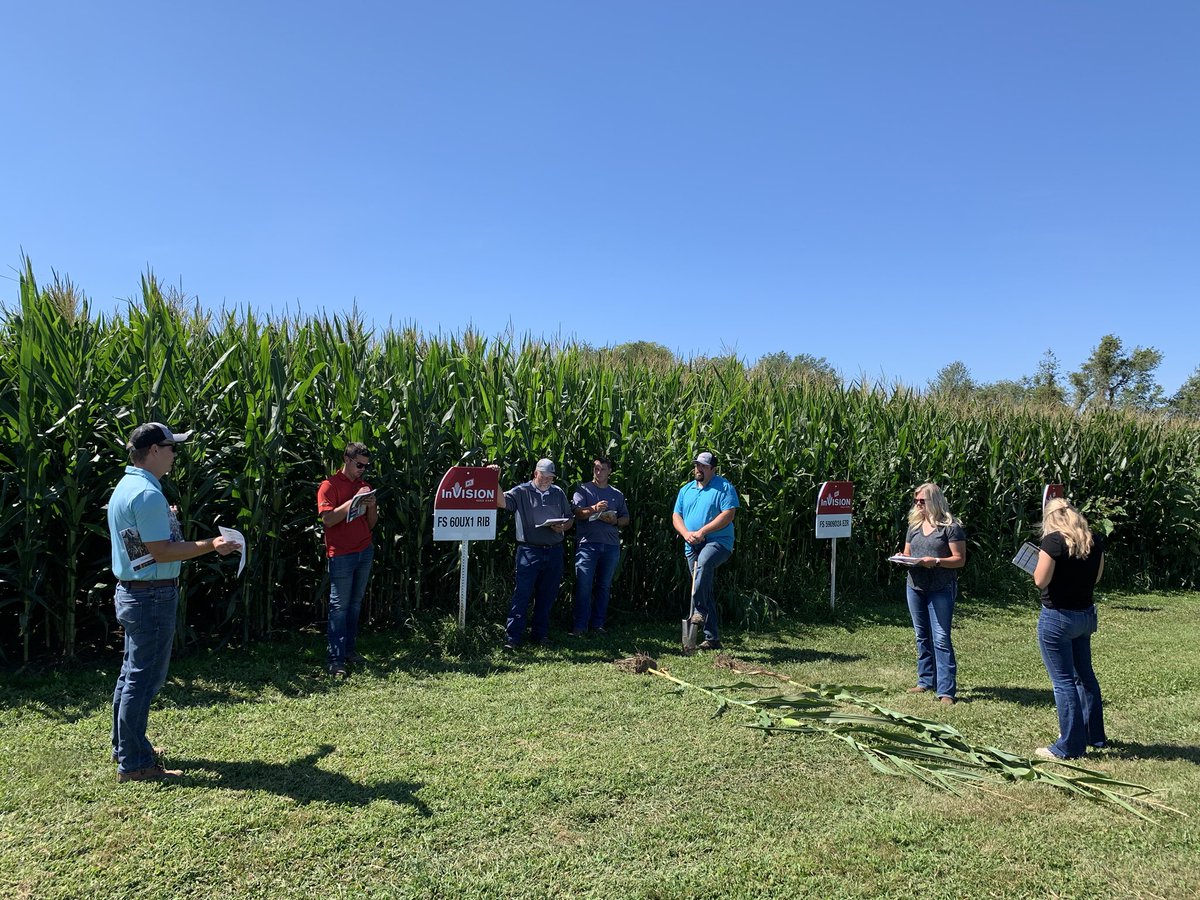 BrianManahan1's tweet photo. How do you spell Rockstar?  It’s: FS 60UX1.  Looking great at our Carroll Service Company plot training day.  Field Sales Agronomist Mark Vormezeele, the Crop Specialists, and I are excited to again see this FS hybrid fill the grain tanks at harvest.  @InVISION_HiSOY https://t.co/p1B9Ou5sXU